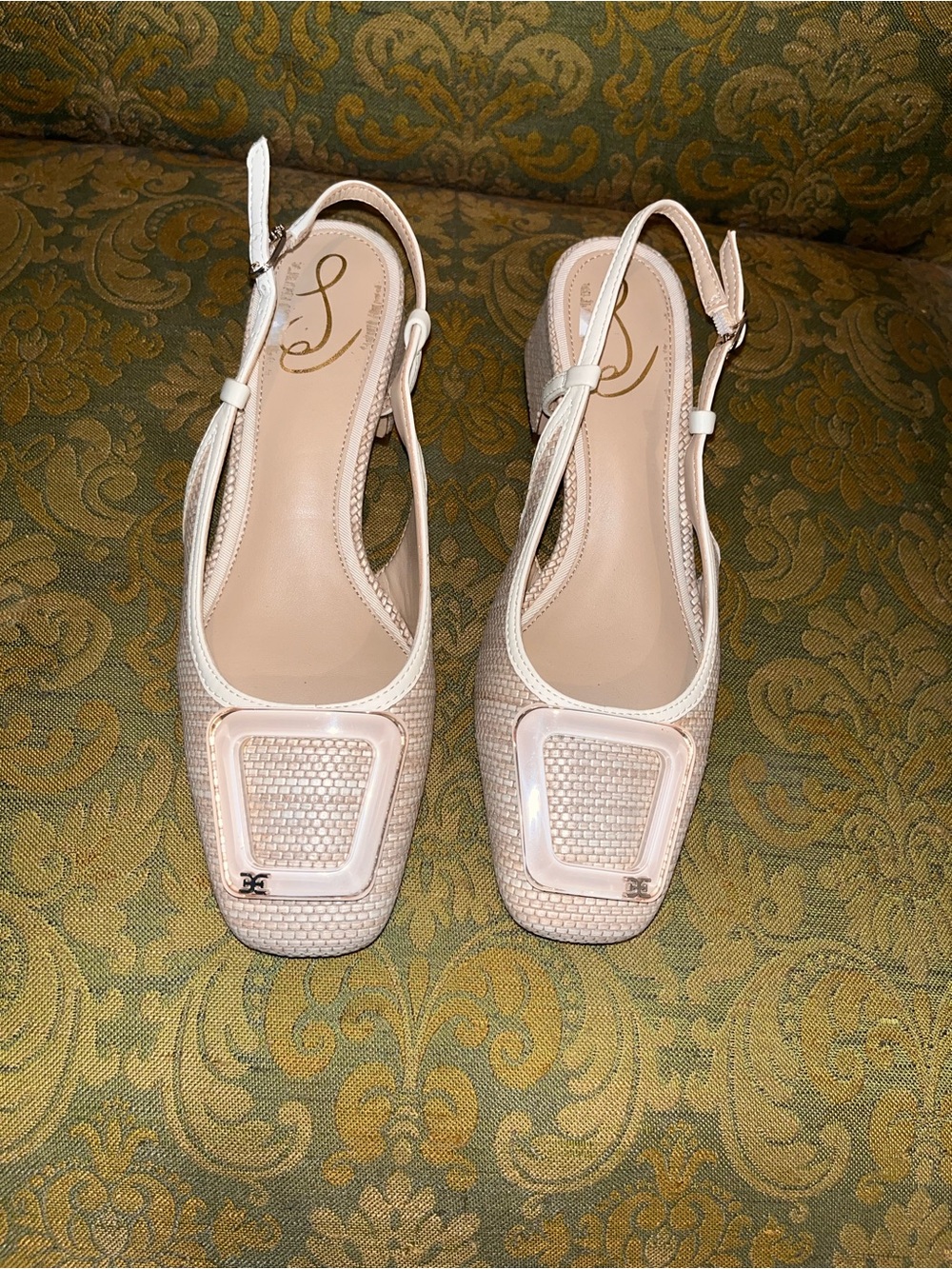 Sam Edelman Blush Beige Slingback Heels with Decorative Buckle - Picture 5 of 12